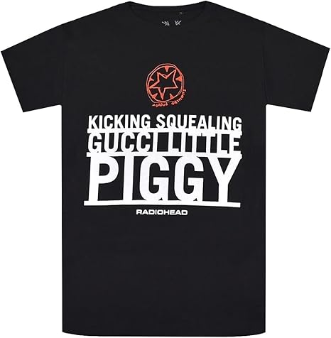 Amazon | [GEEKHEAD] RADIOHEAD Piggy Tシャツ (L, ブラック